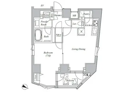 CASA SPLENDIDO LA PLUS 元赤坂(1LDK/7階)の間取り写真