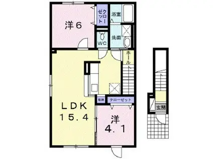 プリュス ボナール(2LDK/2階)の間取り写真