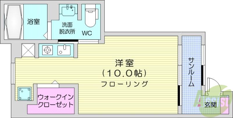 アンファミーユⅠ(1K/1階)の間取り写真