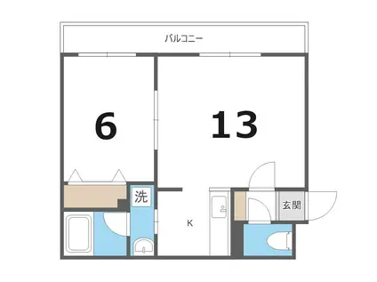 アバンセ二十四軒(1LDK/4階)の間取り写真