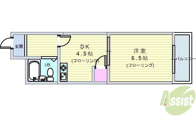 ライオンズマンション豊中蛍池(1DK/2階)の間取り写真