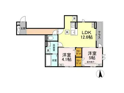 D-ROOM荒井一丁目(2LDK/1階)の間取り写真