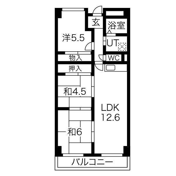 リリーハイツ港(3LDK/7階)の間取り写真