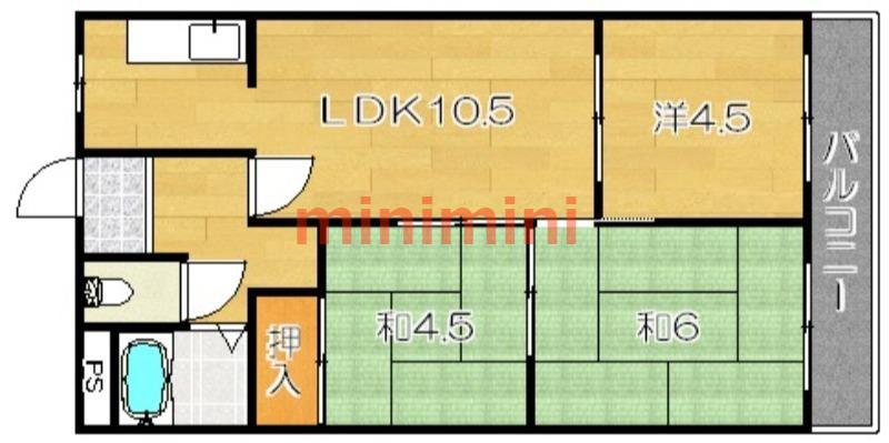 第一藤マンション(3LDK/3階)の間取り写真