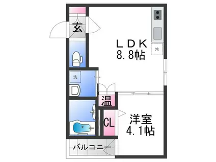 F ASECIA MIRA(1LDK/1階)の間取り写真