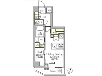 アークマーク世田谷砧(1LDK/6階)の間取り写真