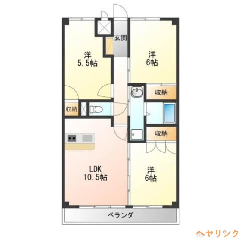 ベルルージュ上社(3LDK/6階)の間取り写真