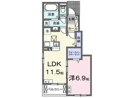 リーフII(1LDK/1階)の間取り写真