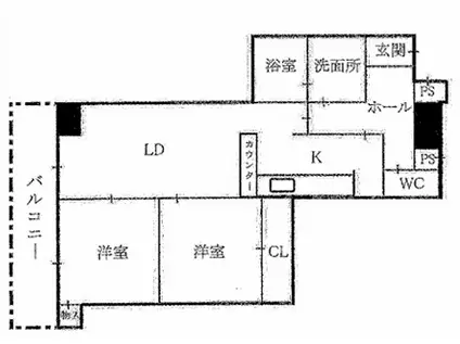 大手前セントポリア(2LDK/11階)の間取り写真