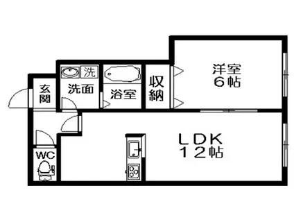 サンガーデン一橋B棟(1LDK/1階)の間取り写真