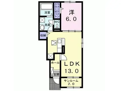 サンリットベルA棟(1LDK/1階)の間取り写真