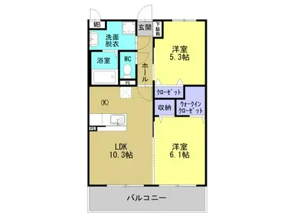 エンジェル(2LDK/3階)の間取り写真