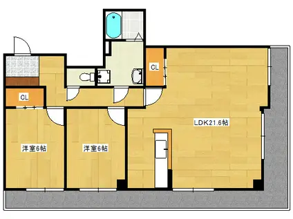 丸西ビル(2LDK/3階)の間取り写真