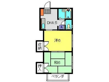 カーサKII(2DK/2階)の間取り写真