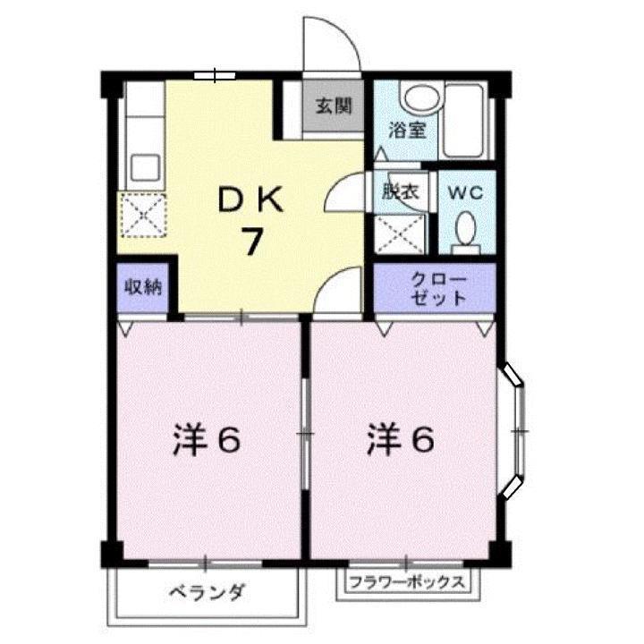 ドリームハイツ(2DK/2階)の間取り写真