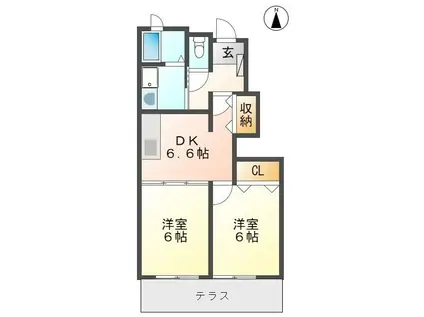 ユーズスタイル(2DK/1階)の間取り写真