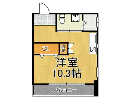 ハクタカハイツ(ワンルーム/3階)の間取り写真