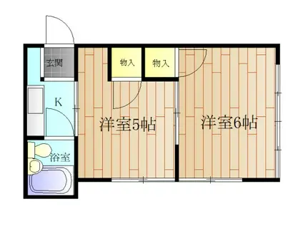 ベルモント池田町(2K/1階)の間取り写真