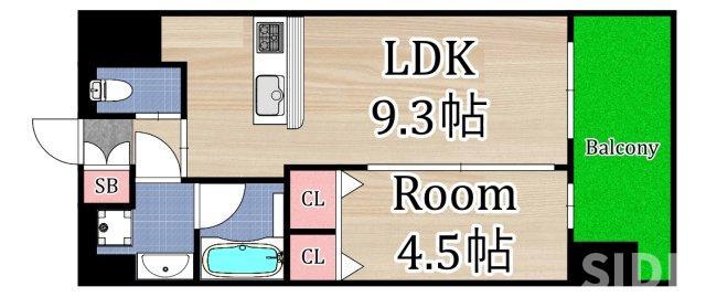 プレジオ都島ASIAN(1LDK/8階)の間取り写真