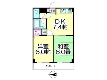 アンティーラコート(2DK/2階)の間取り写真