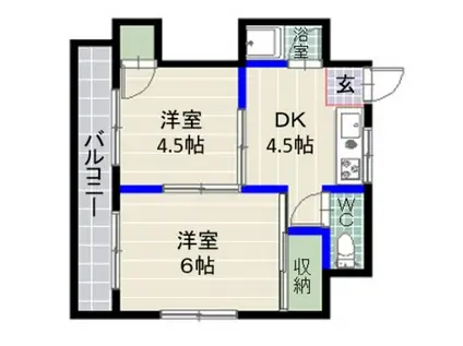 シティ別府(2DK/3階)の間取り写真