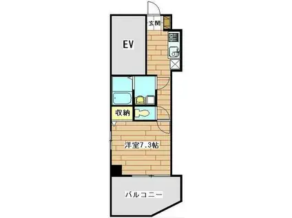 スパシエ カステロ 新都心(1K/7階)の間取り写真