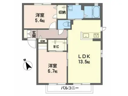 メゾン・ド・セリーヌ I(2LDK/1階)の間取り写真