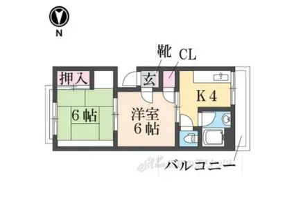 サニーハイツ(2K/3階)の間取り写真