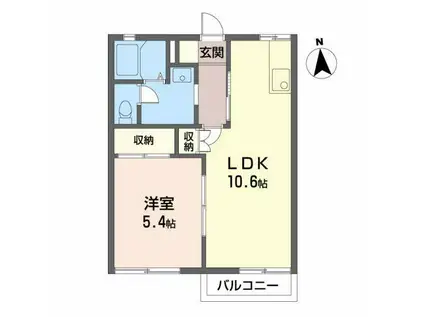 クリスタルガーデン(1LDK/1階)の間取り写真