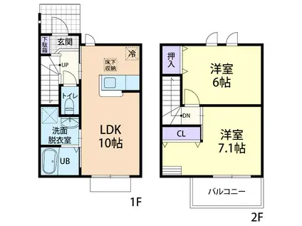 RIAVITA (2LDK/1階)の間取り写真