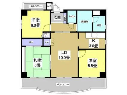 グランドパレス浜松(3LDK/2階)の間取り写真