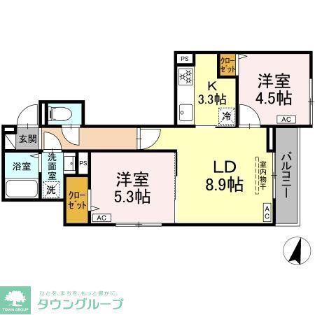 セレスティア興野(2LDK/3階)の間取り写真