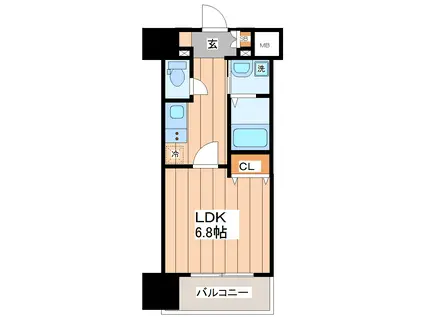 APPLEみやぎの(1K/9階)の間取り写真