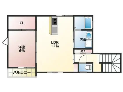 豊橋鉄道東田本線 前畑駅 徒歩7分 2階建 築2年(1LDK/2階)の間取り写真