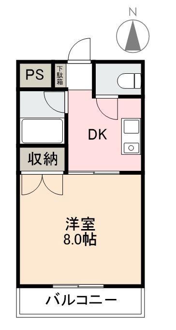 リビエール春日(1K/2階)の間取り写真