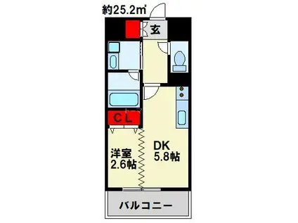 デザイナーズ ザ・レトロ(1DK/6階)の間取り写真