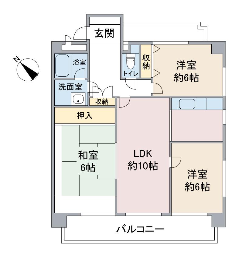ランドマーク一社(3LDK/4階)の間取り写真