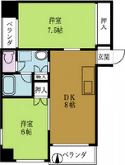 グリーンハイツ多田(2DK/5階)の間取り写真