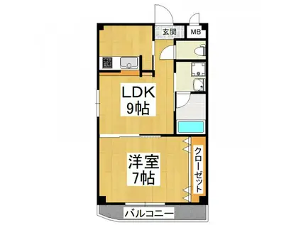 フィルハウス須賀(1LDK/5階)の間取り写真