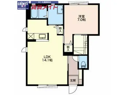 ヴェルドムール(1LDK/1階)の間取り写真