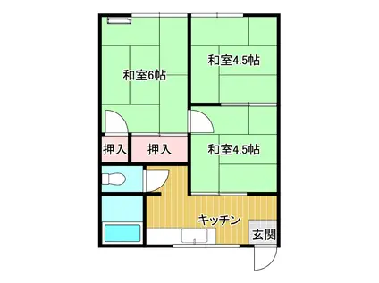 コーポ米原B(3K/1階)の間取り写真