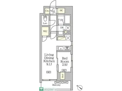 アジールコート松濤(1LDK/3階)の間取り写真