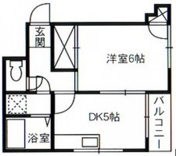 フラット光町(1DK/2階)の間取り写真
