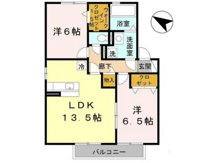 ノモス榮 B棟(2LDK/2階)の間取り写真