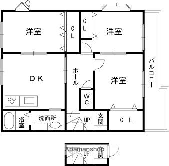 ＪＲ和歌山線 岩出駅 徒歩13分 2階建 築24年(3DK/2階)の間取り写真