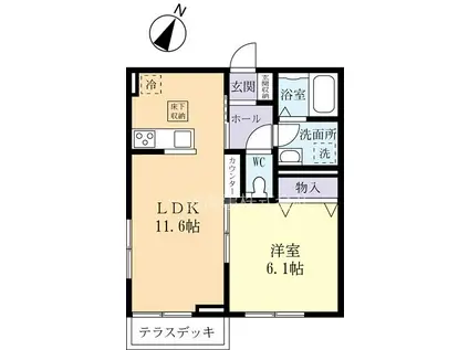 かすみがうら市(1LDK/1階)の間取り写真