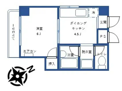 ホウコハイム(1DK/4階)の間取り写真