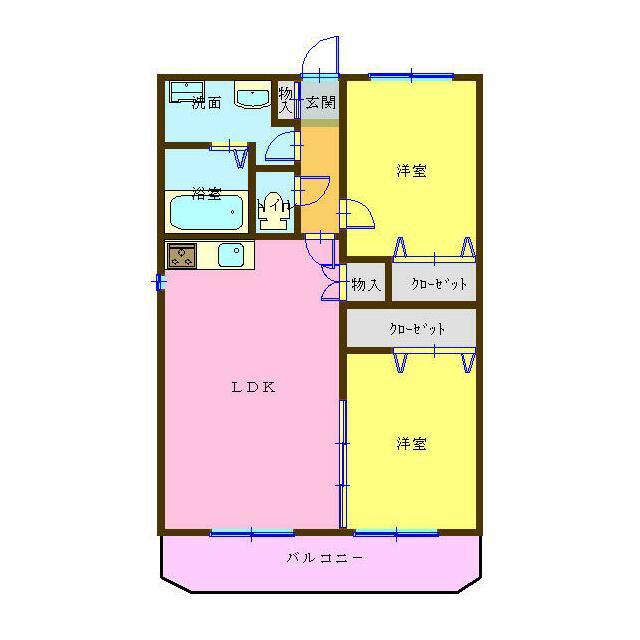 コーポ辻村II(2LDK/3階)の間取り写真