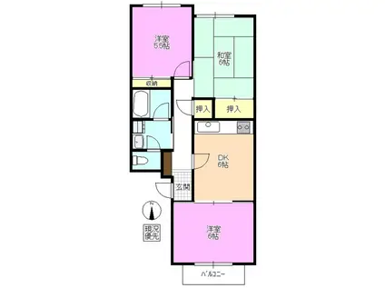 金井マンション A棟(3DK/2階)の間取り写真