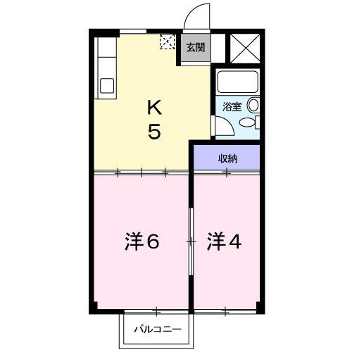 サンビレッジ稲生(2K/2階)の間取り写真